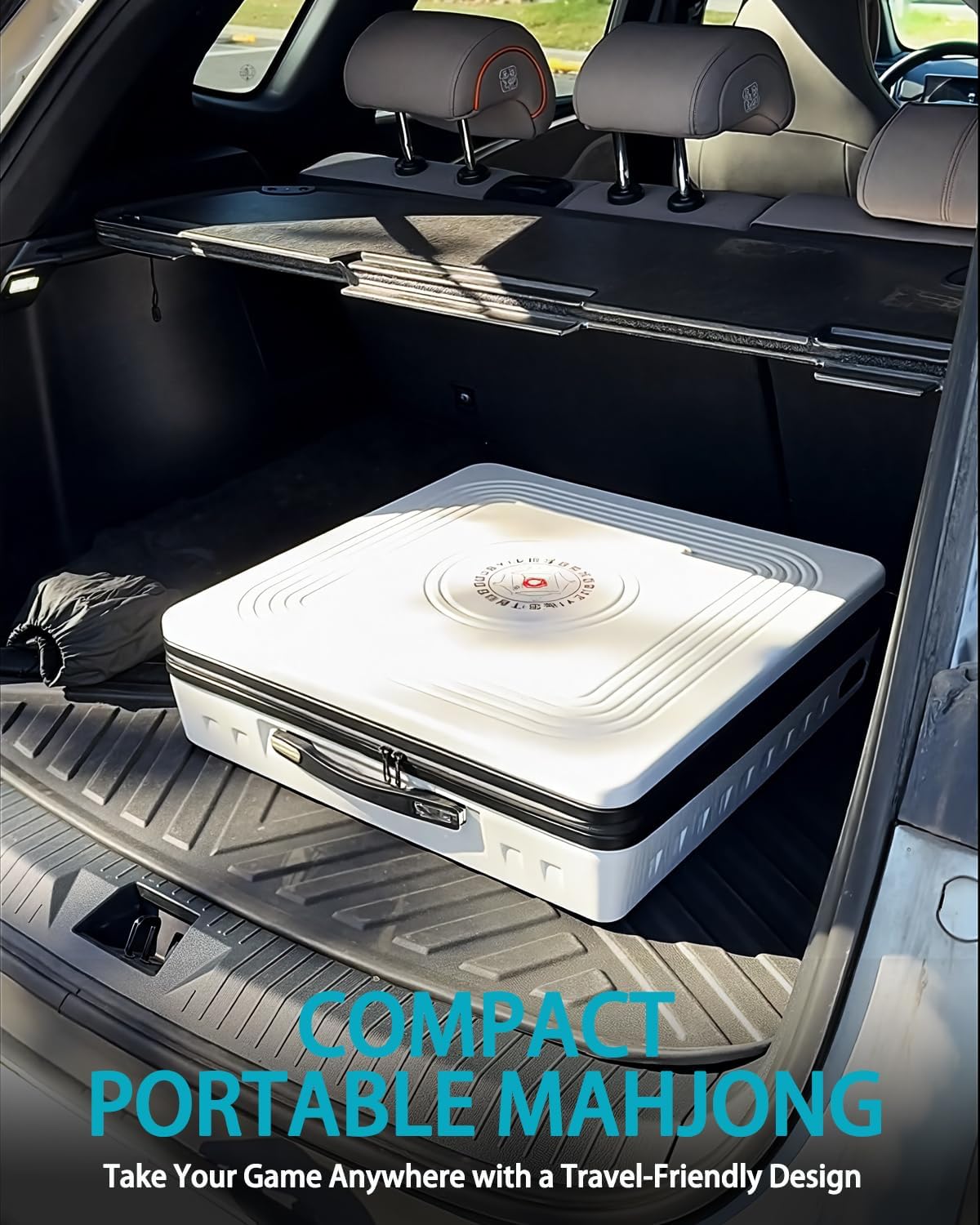 Portable Automatic Mahjong Table, Hand-held Mini-Mahjong, Automatic Mahjong, Foldable Mahjong Table w/American&Chinese -Style Magnetic Tiles, for Outdoor & Home Fun (Black)