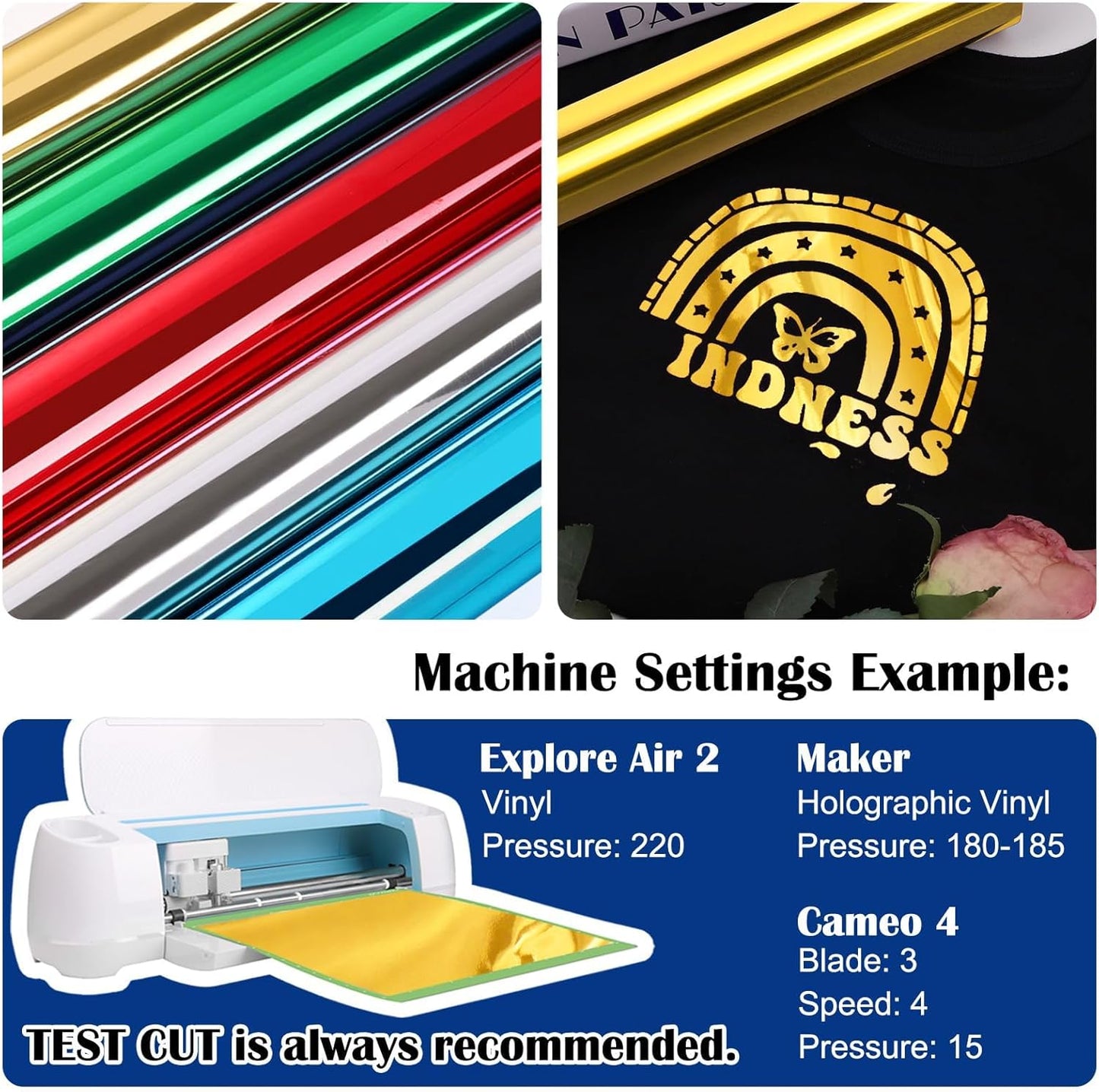 TECKWRAP HTV Iron On Vinyl Bundle, 6 Rolls 12" x3FT Chrome Metallic Heat Transfer Vinyl, Easy to Cut & Transfer, Perfect for T-Shirts, Hoodies, Bags & Crafts