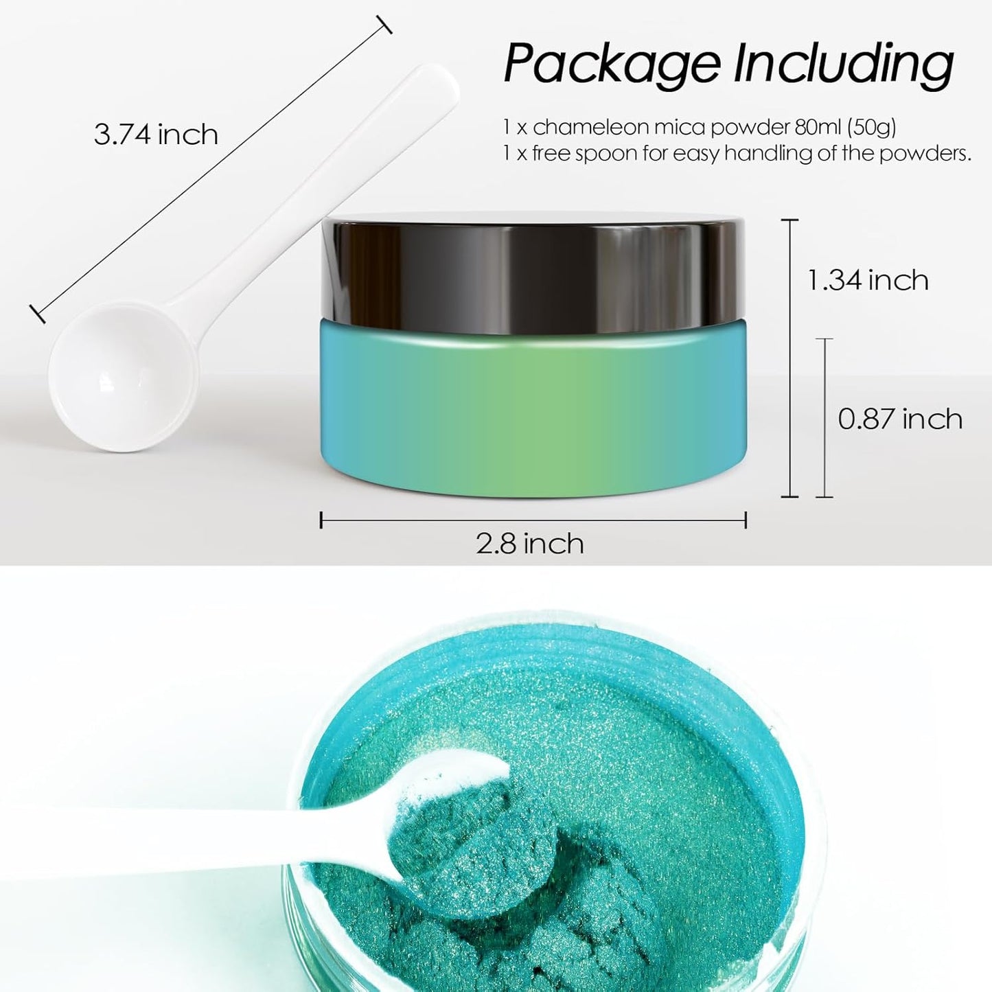 Ceya Highly Chameleon Mica Pigment, 1.8oz/ 50g Aurora Green Chrome Powder, Cosmetic Grade Pearlescent Effect Color Shift Pigment for Epoxy Resin, Makeup, Nail Polish, Soap Dye, Candle Making, Slime