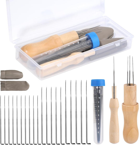 Yizzvb Wool Felting Needles, 4 Sizes Felting Needles with Needle Bottle Felting Tool Holders, Complete Needle Felting Tools Kit Needle Felting Supplies for Beginner Professional