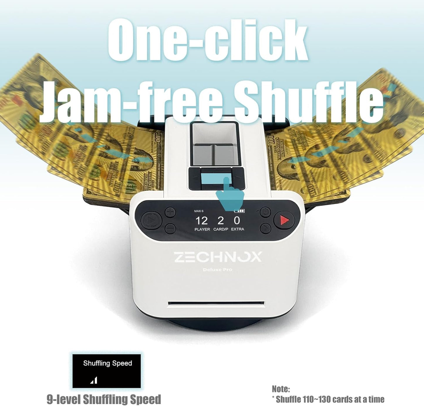 2025 New Smart 2-in-1 Automatic Card Shuffler and Dealer,Programmable Card Dealer,Card Shuffler 2 Deck,360° Rotation,Ultra Quiet,Rechargeable,Support 12 Players,with 4 Wireless Buttons (White&Black)