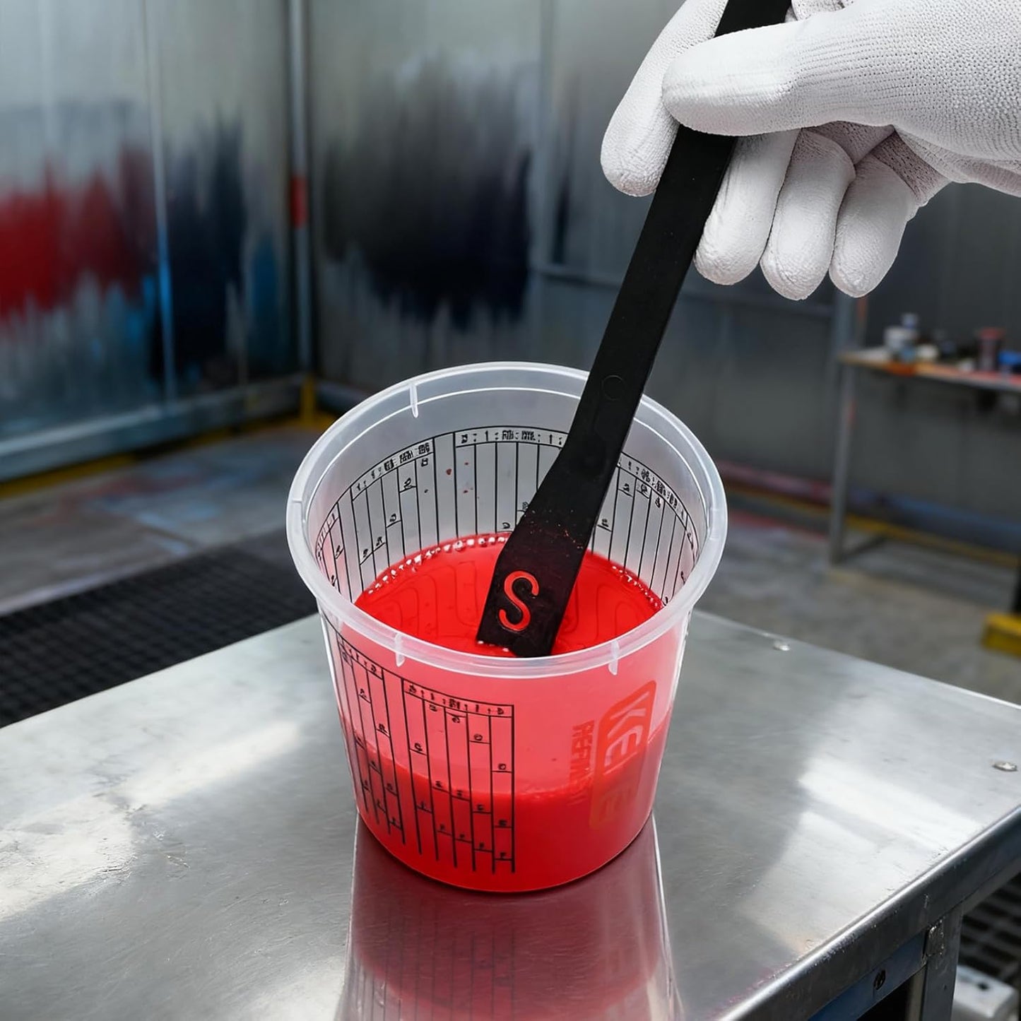 60 PACK Paint Mixing Cups by KEHE REFINISH,38 oz (1100ml),Disposable or Reusable Plastic Measuring Cups with Lids for Liquids, Paints, Resin, Epoxy, Art,Ratios 1:1,2:1, 3:1, 4:1,5:1,6:1,7:1,8:1