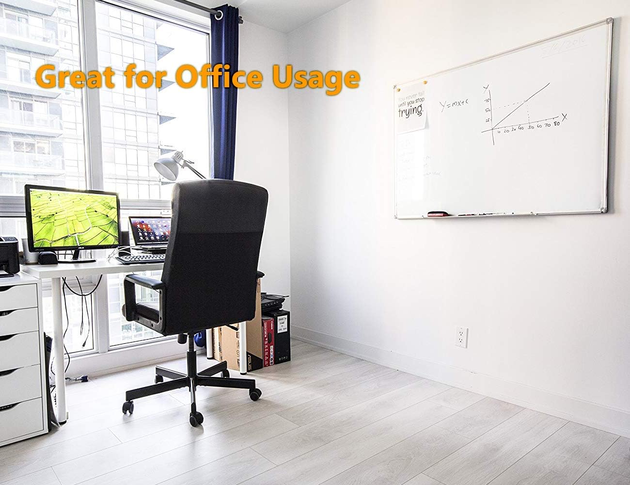 48 x 24-in Magnetic Dry Erase Board with Pen Tray| Aluminum Frame Portable Wall Large Whiteboard Message Presentation Board for Office & Classroom