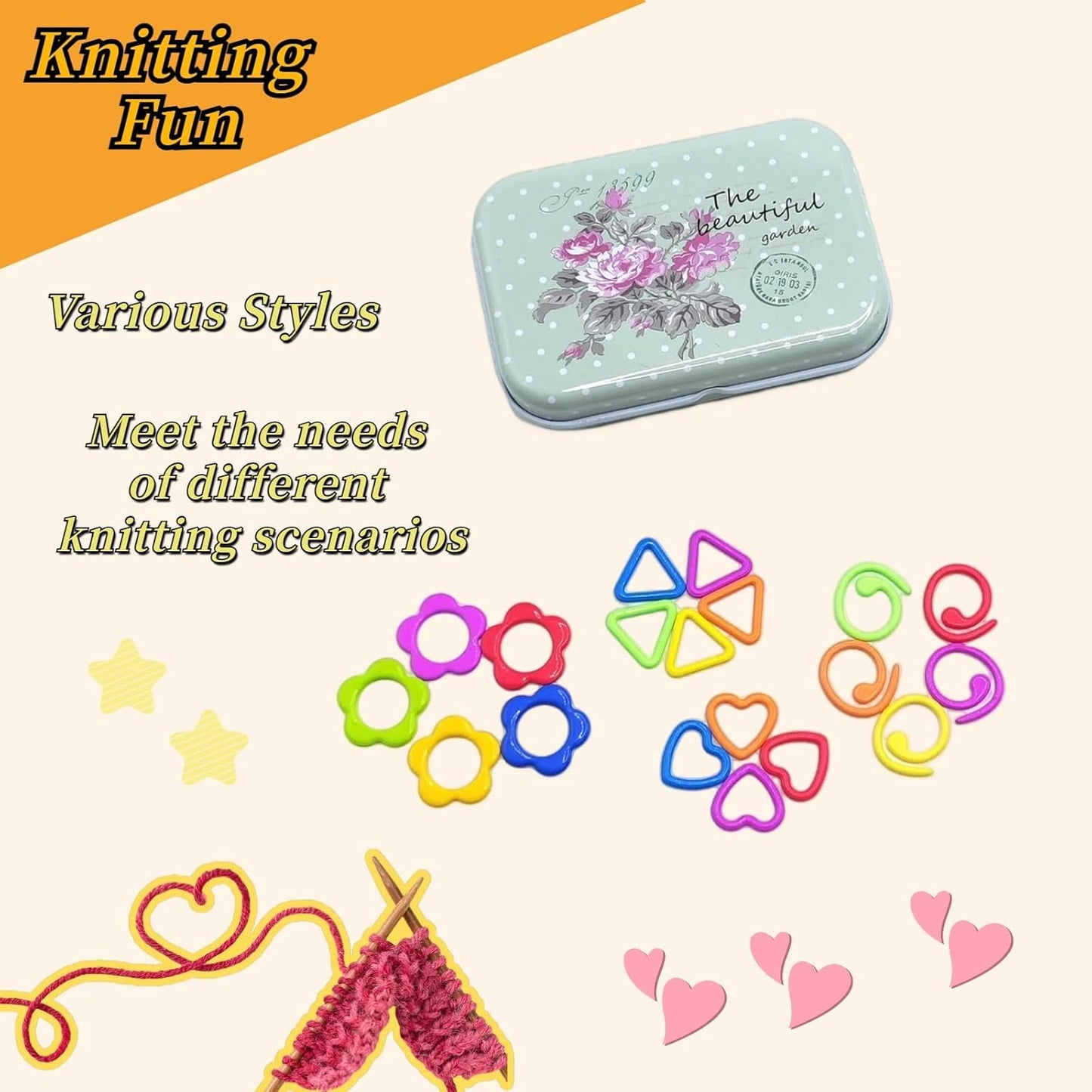 Metal Stitch Markers,Colorful Crochet Stitch Markers,Knitting Stitch Markers with Storage Case,Crochet Gift for Knitting Weaving Lovers (4 Styles)