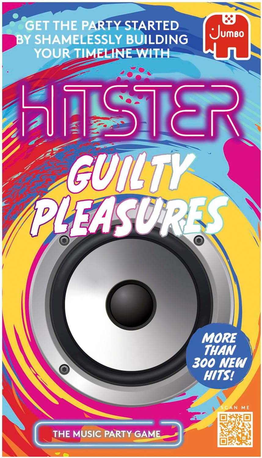 Jumbo Hitster - Guilty Pleasures, Fun Music Quiz Card Game, 2-10 Players - 300 Plus Guilty Pleasure Music Hits - Great for Adult and Family Game Nights (US Edition)