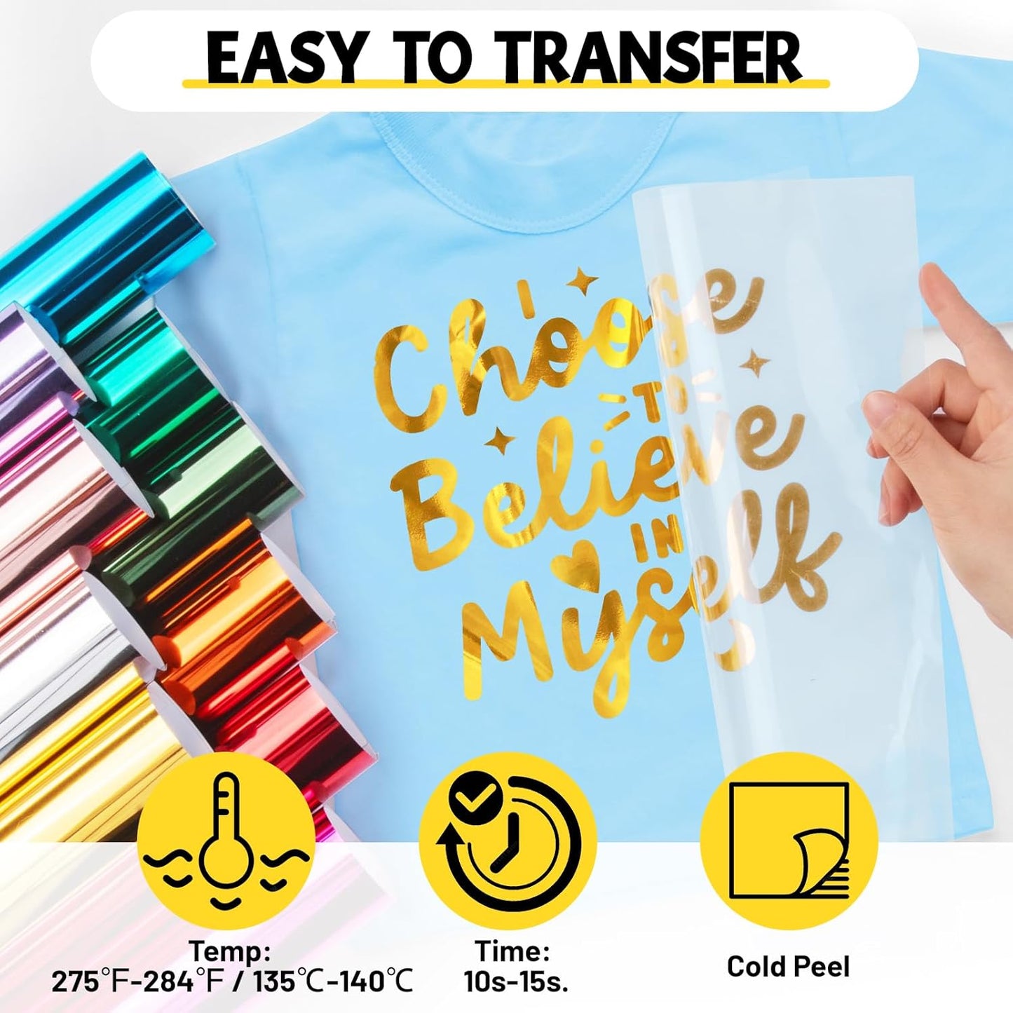 TECKWRAP Gold HTV Heat Transfer Vinyl 12" x 5ft Chrome Gold Vinyl for Craft Cutter, Heat Press Machine Iron On Vinyl for T-Shirts Easy to Cut & Weed