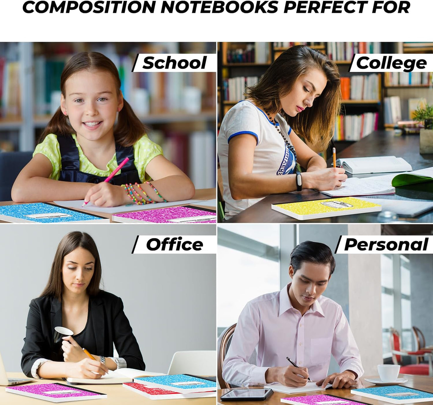 Rosmonde 2000 Pack (Pallet) Composition Notebooks Bulk, Wide Ruled, Full Pallet of Composition Notebooks, 200 Pages (100 Sheets), 9-3/4 x 7-1/2, Bulk Notebooks for School & Office, 4-7 Days Transit