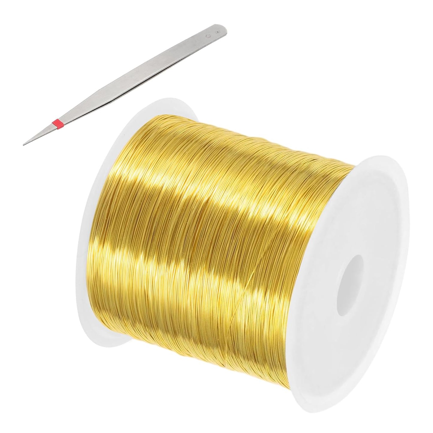 PATIKIL 28 Guage/ 0.3 mm 328 Feet Jewelry Craft Wire, Copper Beading Wire with Plier for Beading Jewelry Making Supplies Earrings Bracelets Accessories Sculptures Gardening, Gold