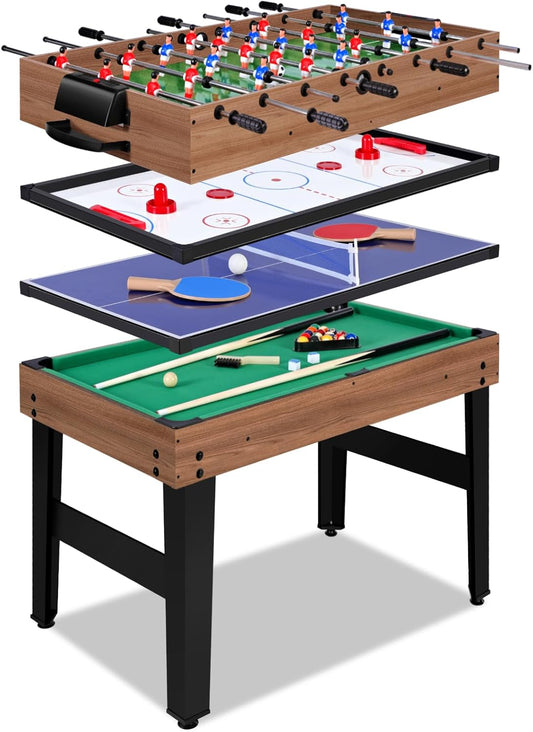 12-in-1 Game Table - 48" Combo Game Table, Ping Pong Table, Foosball Table, Air Hockey Table, Pool Table - Sports Arcade Games with Accessories - Ideal for Game Rooms and Family Game Nights!