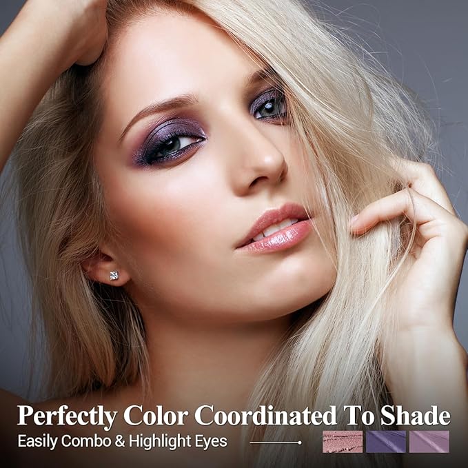 Neutral Eyeshadow Stick Makeup 6PCS Set, Purple Metallic Shimmer Matte Cream Eye Shadow Eyeliner Brightener Pencil Crayon - BLUEBERRY