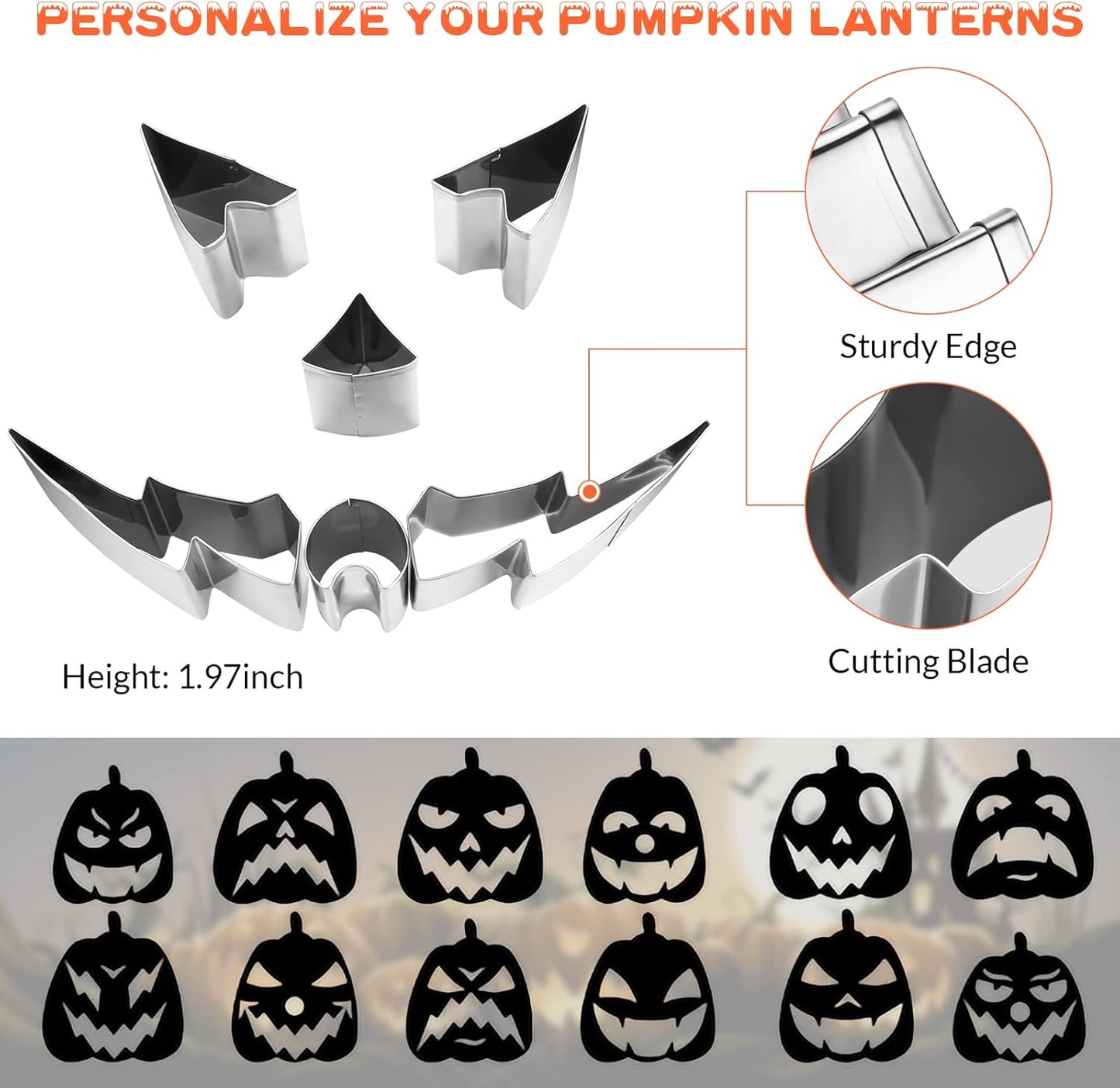 Pumpkin Carving Kit Halloween, Safe and Easy Pumpkin Carving Set for Kids, DIY Stainless Steel Pumpkin Carving Tools for Halloween Decoration Jack-O-Lanterns, Gift for Halloween(With Hammer)