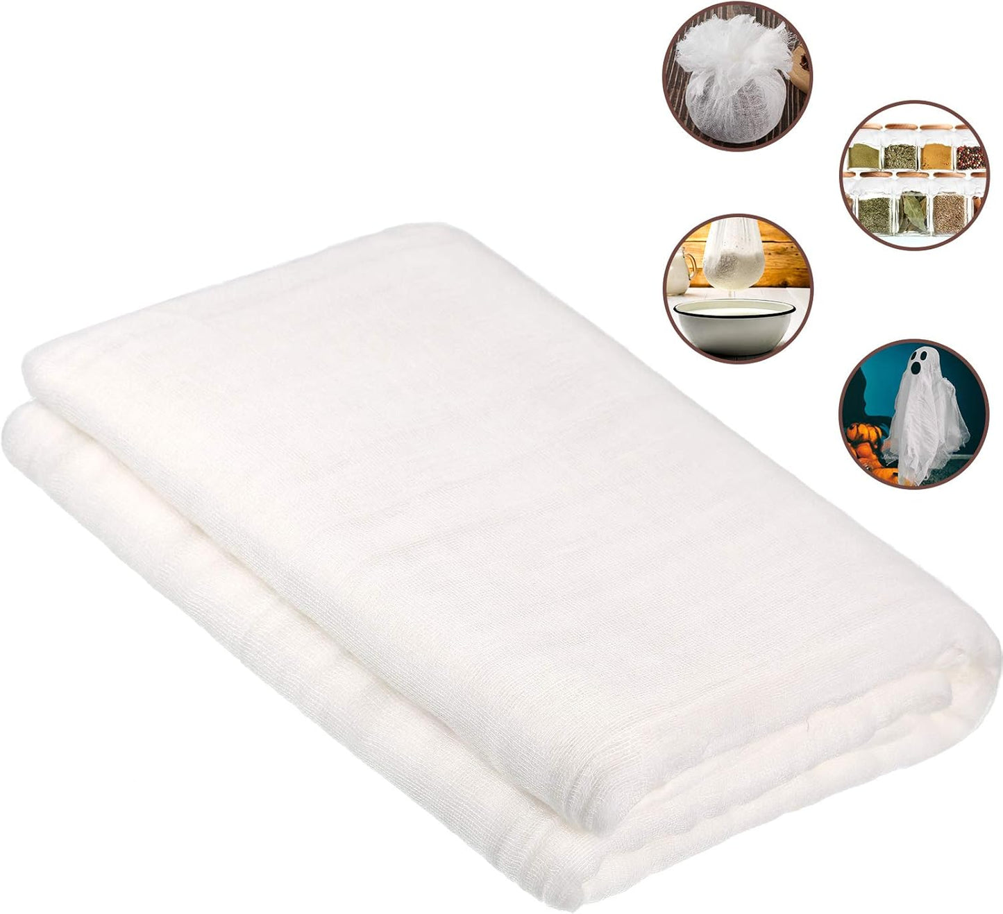 Cheesecloth, Reusable and Breathable, Unbleached Cotton Fine Mesh Weave Cheesecloth, Use for Cooking, Straining, Filtering, Baking (White,Grade 50-Large 126 Sq Feet)