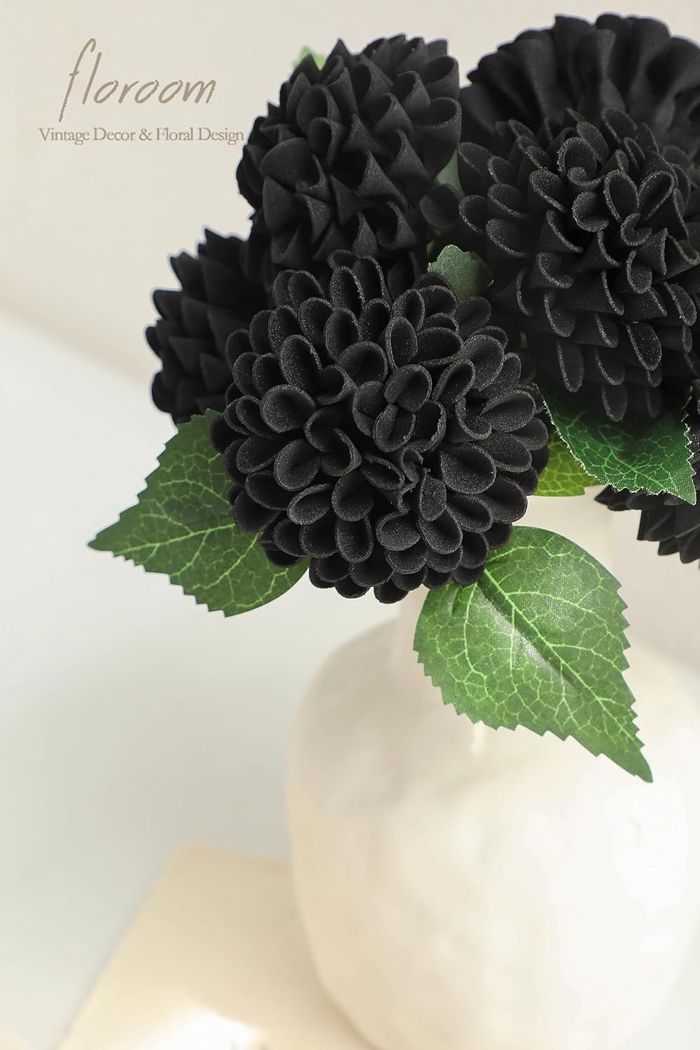 Floroom Artificial Dahlia Flowers 25pcs Real Looking Black Foam Fake Roses with Stems for DIY Wedding Bouquets Bridal Shower Centerpieces Floral Arrangements Party Tables Home Decoration