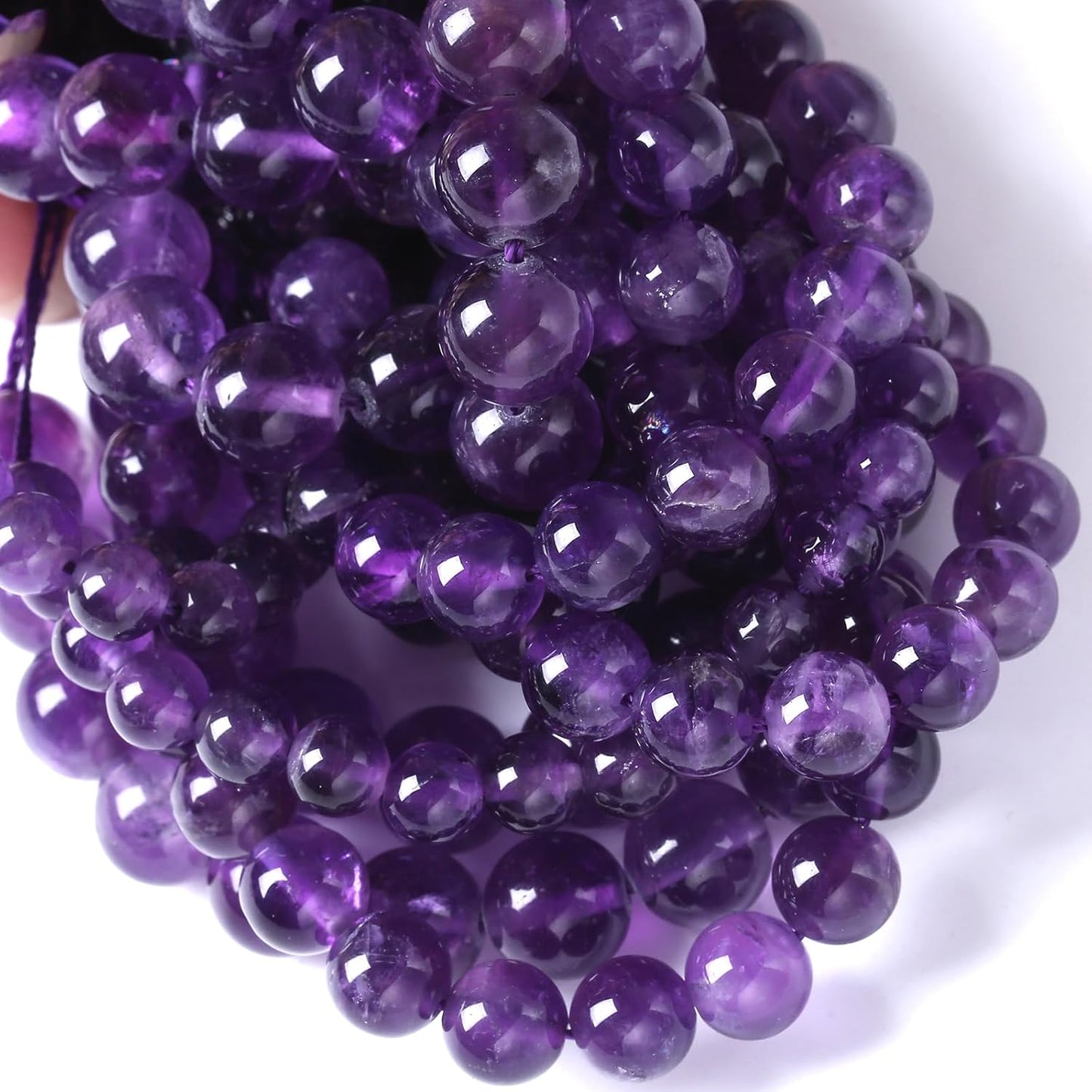 45pcs 8mm AAA Natural Amethyst Beads Crystal Energy Healing Power Stone Beadsfor Jewelry Making DIY Bracelet Necklace Accessories 15"