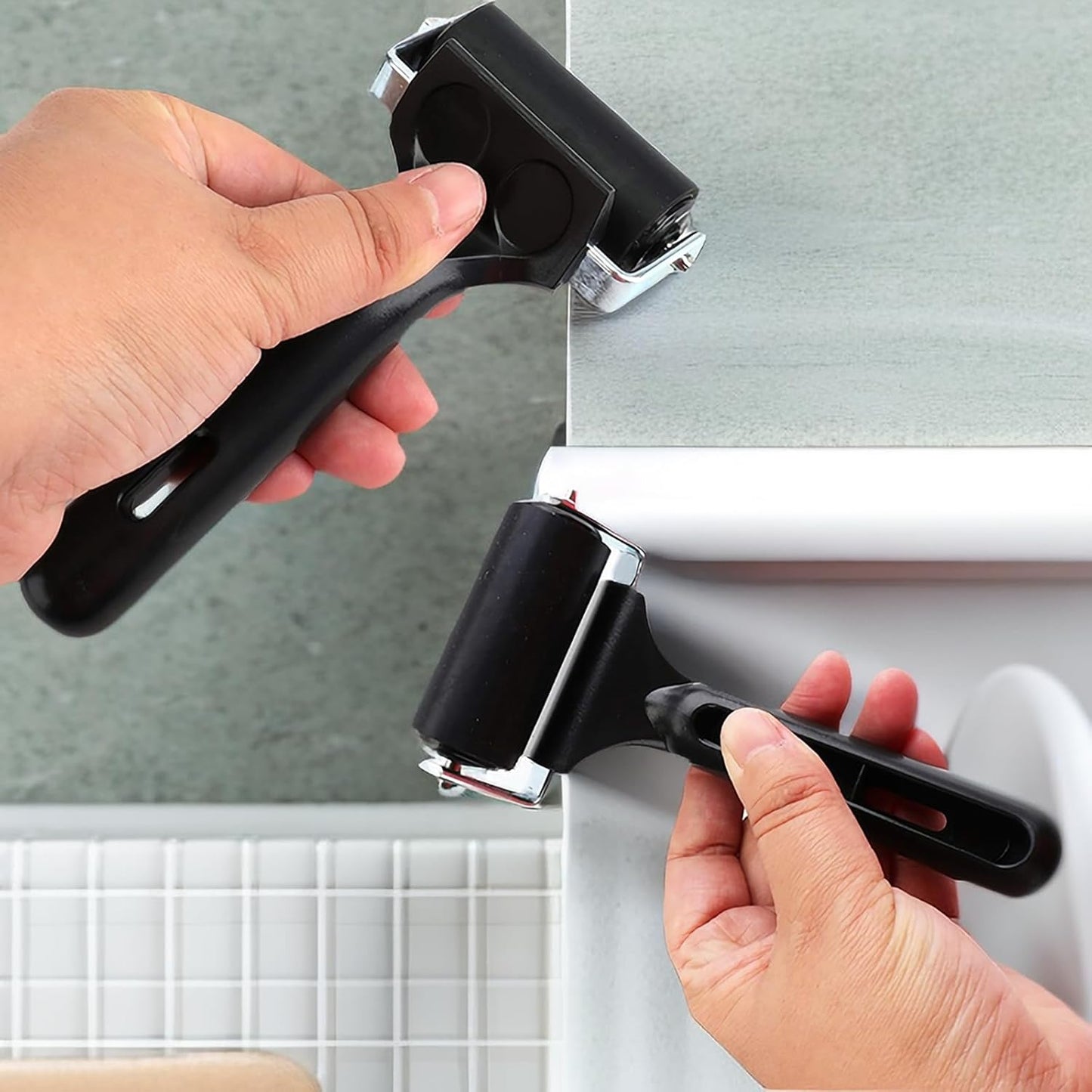 Yesland 4 Pcs Brayer Roller, Black Rubber Roller for Printmaking Wallpapers Stamping Gluing Application - 3-7/8 & 2-3/8 Inches (Pack of 2)