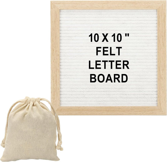 PATIKIL Felt Letter Board, 10x10Inches White Wooden Changeable Message Board with Storage Bag Stand for Kitchen Menu Farmhouse Decor Notes, Black