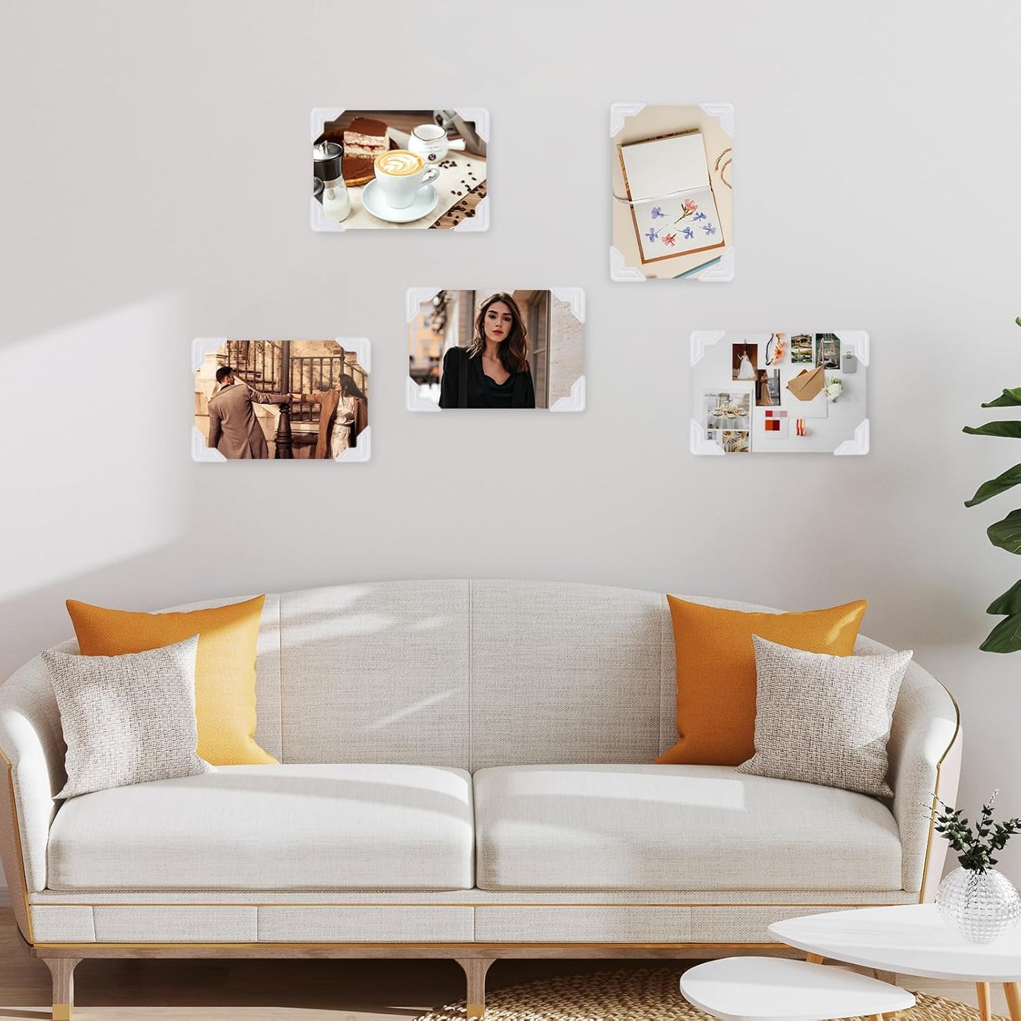 240 Pcs Photo Corners Self Adhesive Picture Corners for Scrapbooking, White Photo Corner Stickers, Photo Mounting Corners for DIY Scrapbook, Photo Album, Journal, 10 Sheets