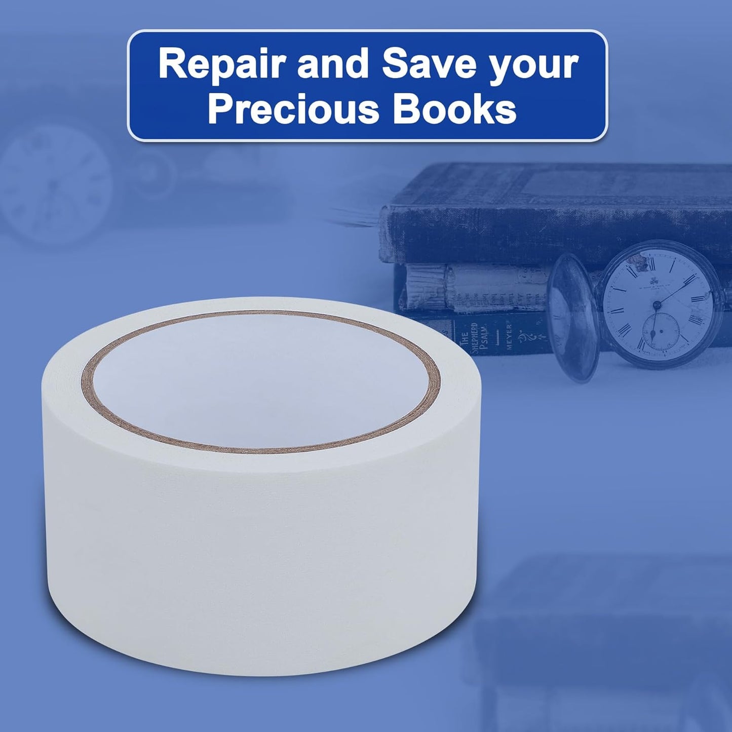 Cloth Bookbinding Repair Tape Cloth Book Repair Tape 2 Inch by 33 Feet Self Adhesive Non Reflective Fabric Tape for Old Books Antique Books Daily Supplies (White)