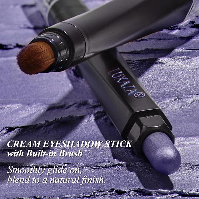 Neutral Eyeshadow Stick Makeup 6PCS Set, Purple Metallic Shimmer Matte Cream Eye Shadow Eyeliner Brightener Pencil Crayon - BLUEBERRY