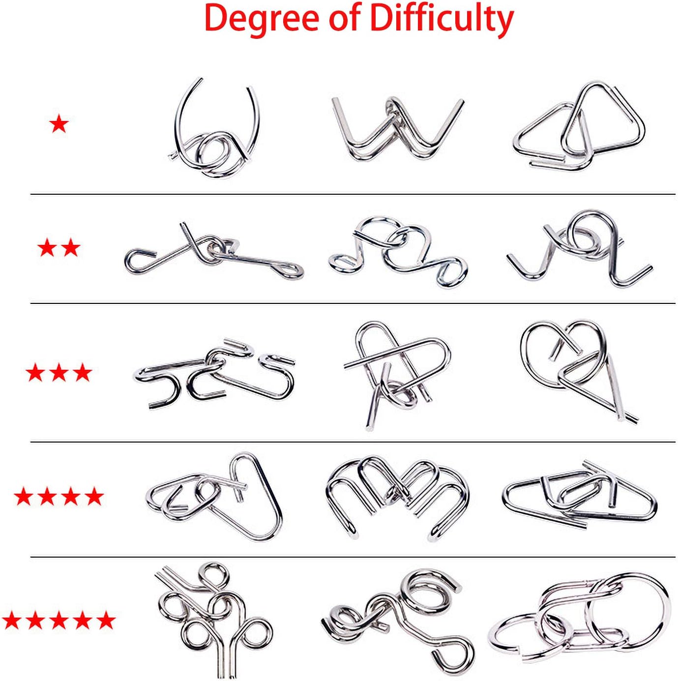 Ahyuan 15 Pieces IQ Test Mind Game Toys IQ Toys Brain Teaser Metal Wire Puzzles Magic Trick Toy Metal IQ Puzzle for Kids and Adults