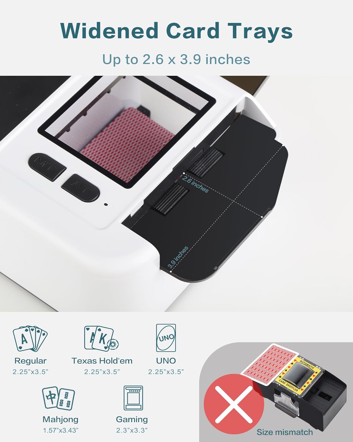 ONTILT M1 Automatic Card Shuffler with AUTO & Manual Mode, Low Noise, Rechargeable Built-in 200mAH Battery, Portable Electric Shuffling Machine for 1-2 Decks Poker, UNO, Blackjack, Skip-Bo, Phase 10