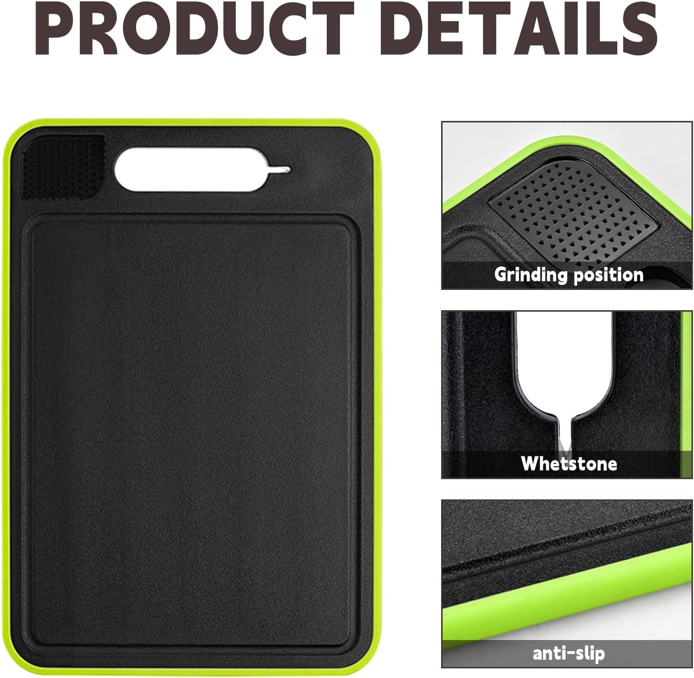 Cutting Board Double Sided,2 Pcs Vegetable Board With Sharpening Stone,Large Size+Small Size,Food Grade Stainless steel and Wheat straw PP Material,Eco-Friendly (khaki)