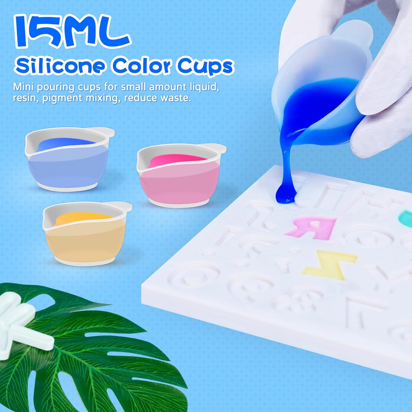 Silicone Resin Mixing Measuring Cups for Resin Supplies, 600ml/20oz Bowl, 250 & 100ml Thickened Reusable Silicone Cups for Epoxy Mixing, with Stir Sticks and Pipettes, Jewelry Making