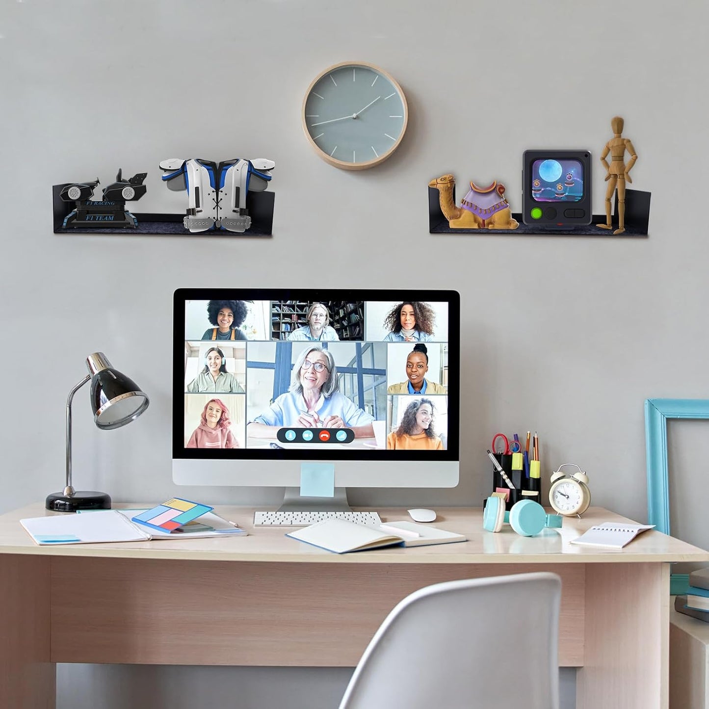 U Shape Floating Shelves Wall Mount Metal Bookshelf CD DVD Storage Display Shelves, Black Set of 6