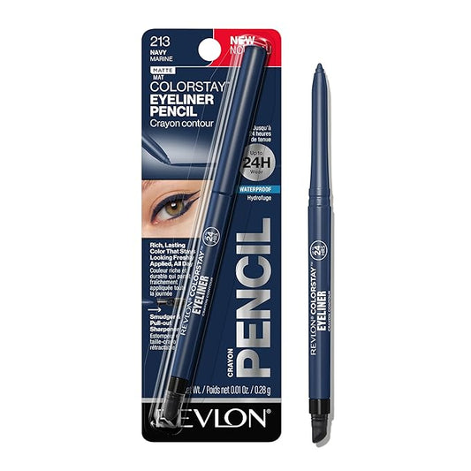 REVLON ColorStay Pencil Waterproof Eyeliner, Smudge-Proof, Eye Makeup with Built-In Sharpener, 213 Navy, 0.01 oz