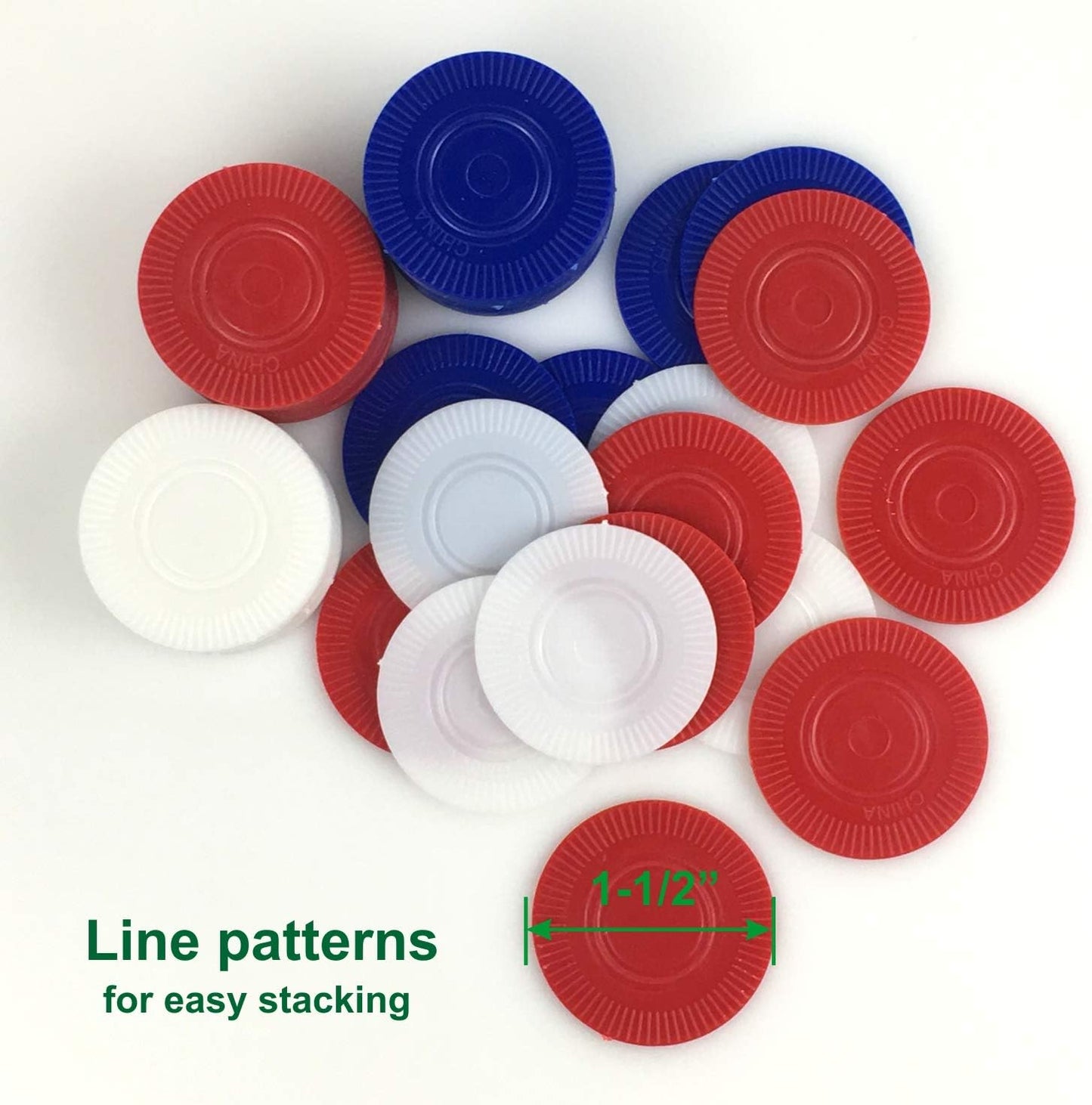 GiftExpress Lot of 300, Plastic Poker Chips for Kids Game Play, Learning Math Counting, Bingo Game, Red, White & Blue 100 pcs ea