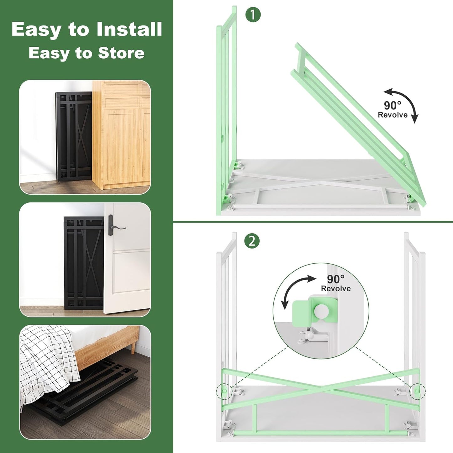 Small Folding Desk 35 inch, No Assembly Required Narrow Office Desk, Writing Gaming Computer Camping Table, White
