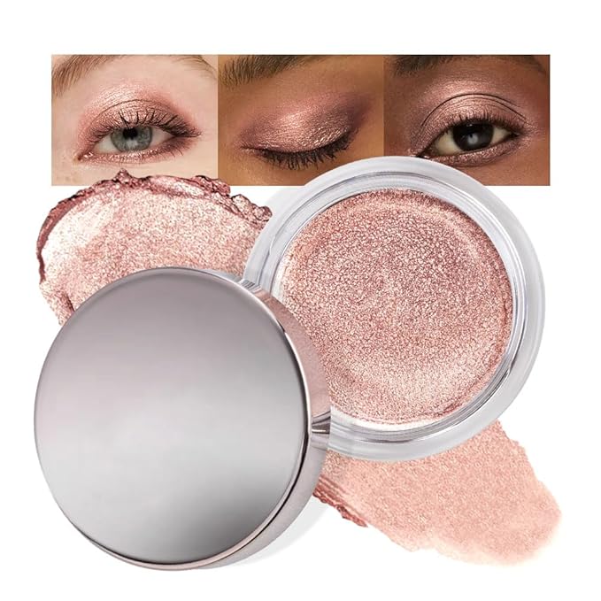Glitter Shimmer Metallic Cream Eyeshadow Palette Makeup, Rose Gold Natural Single Mini Instant Holographic Eyeshadow For Older Women, Sombras Crema Para Ojos, Talc, Paraben & Cruelty Free