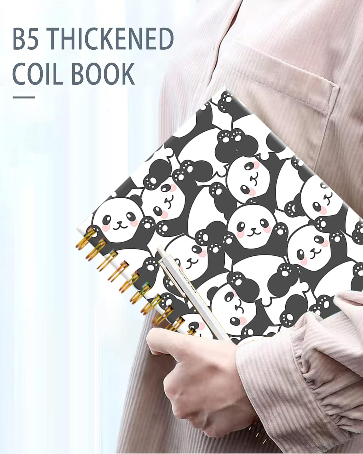 iampanda Spiral Journal Notebook,Cute Strong Twin-Wire Binding with Premium Paper for Girl Women,60 Sheets A5 College Ruled Notebook/Journal,Perfect for School Office Home Gifts,Smile Panda