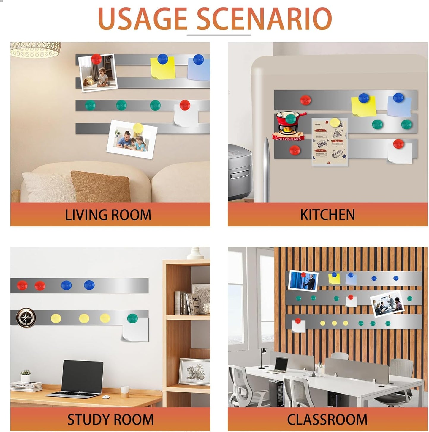 Self Adhesive Backing Metal Strip for Magnets, Flexible Ferrous Memo Tapes Roll for Bulletin Boards in Studio, Office, School (Glossy Silver, 118''L x 3.15''W)