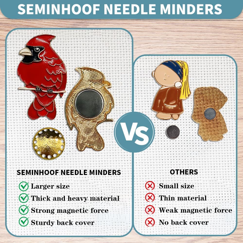 Magnetic Needle Minder Magnet Embroidery Accessories and Supplies Embroidery Needle Holder Cross Stitch Holder Needlework Supplies (Cardinal) (Brid)
