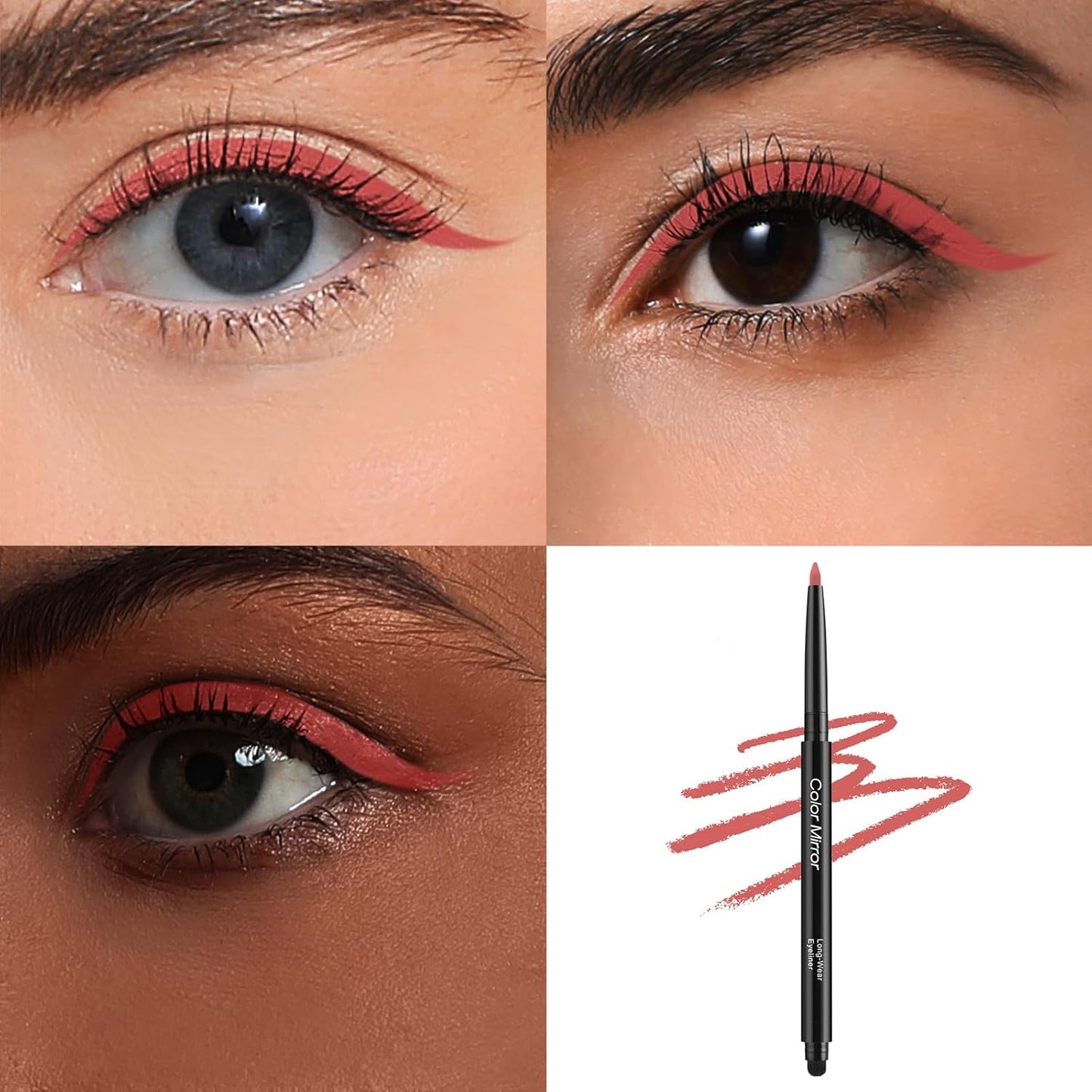 Smudge Proof Eyeliner, Waterproof Retractable Eye liner with Brush, Matte and Shimmer Eyeliner Pencil, Creamy Texture, Long lasting & Smooth(16 Peony Matte)