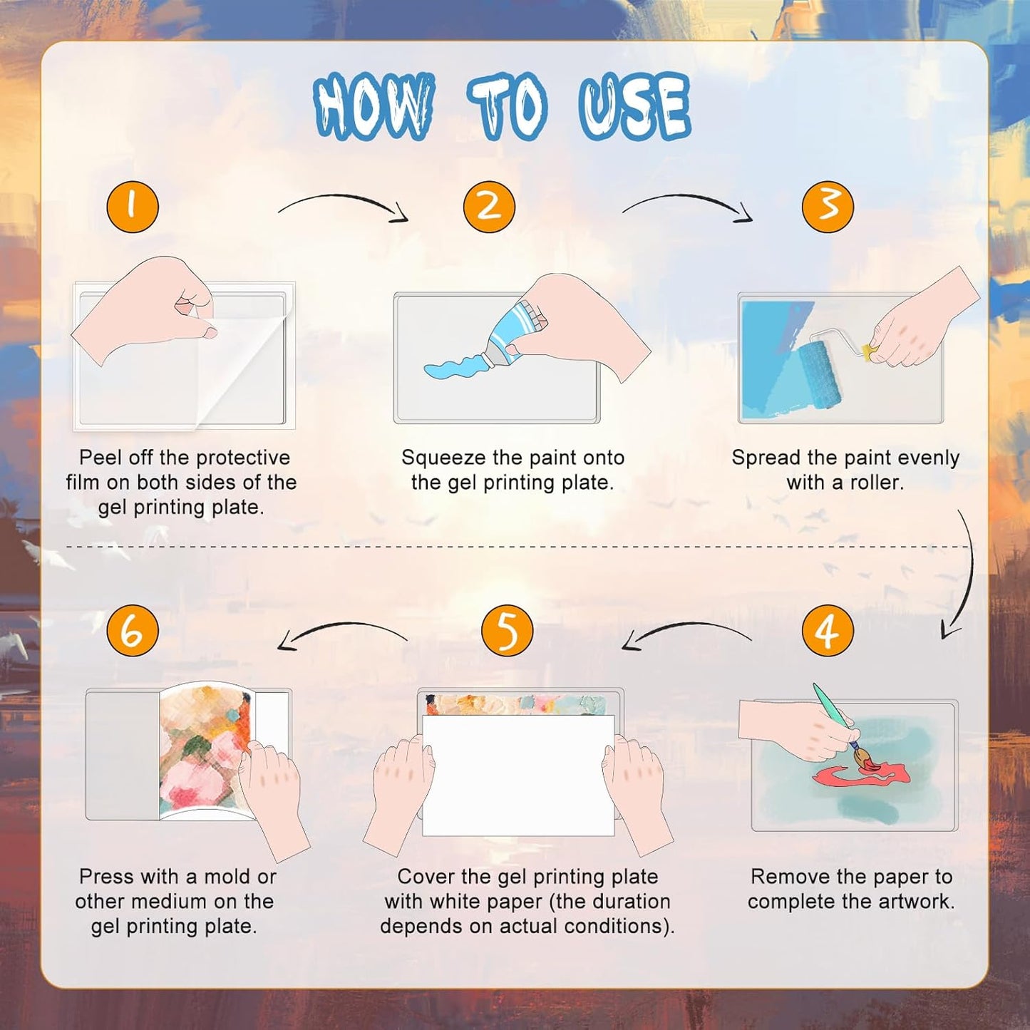 Vollence Gel Printing Plate - 3” X 5”Reusable Gel Monoprinting Plate for Press Art, Printmaking Supplies for Scrapbooking, Card Making, Arts and Crafts,Journaling,Collage