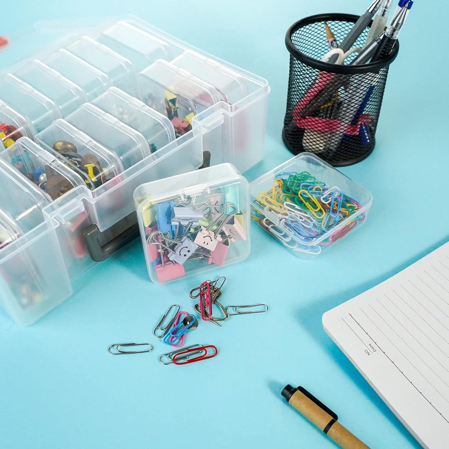 18 Pieces Small Plastic Craft 0rganizers and Storage, Transparent Box with Hinged Lid for Storage of Jewelry, Diamonds, DIY Art Craft Accessory