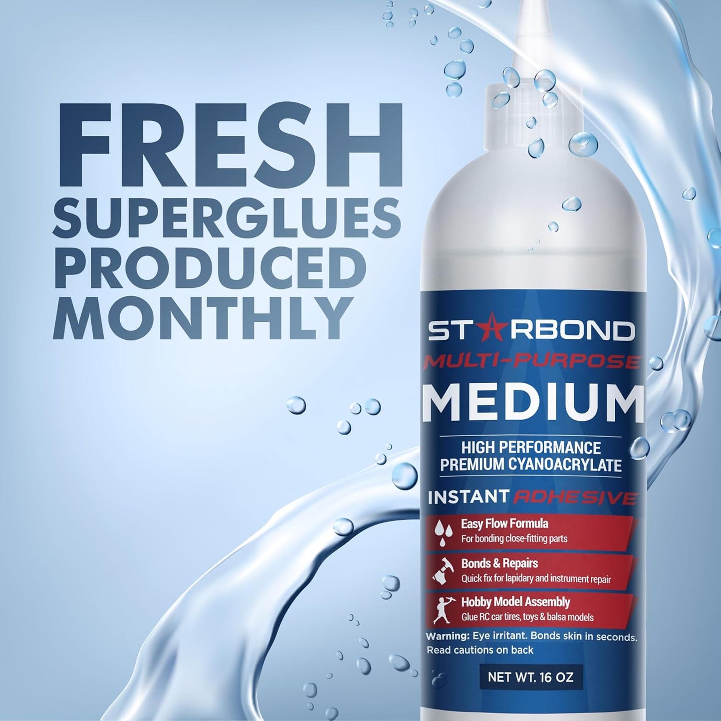 Premium Grade Cyanoacrylate (CA) Medium Super Glue by Starbond - 16 oz. Complete Refill KIT (453g) - with Extra Bottles, Caps, Microtips - for Woodturning, Pen Turning, Hobby, Lapidary, Acrylic Nails