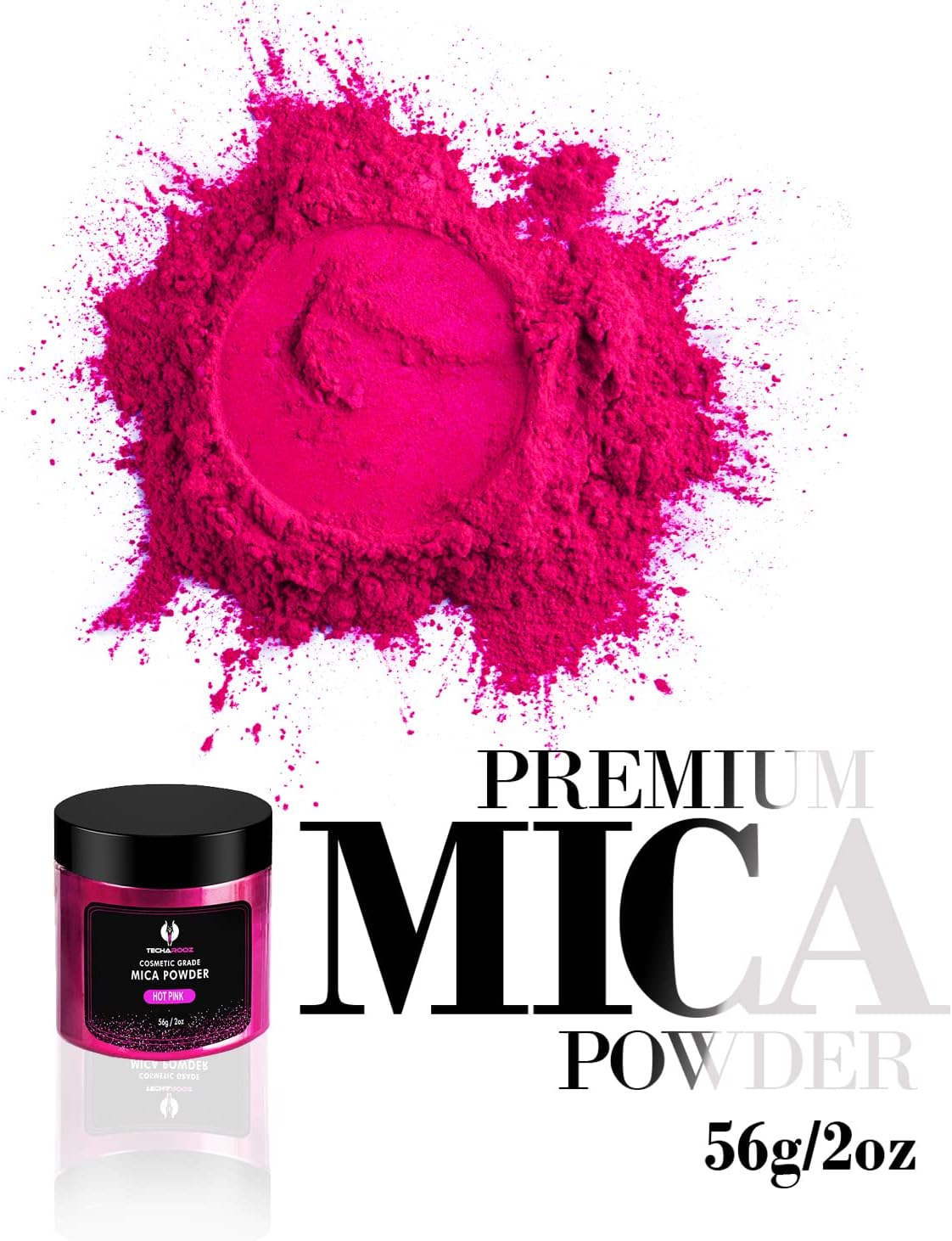 Hot Pink Mica Powder for Epoxy Resin 56g / 2oz. Jar - Techarooz 2 Tone Resin Dye Color Pigment Powder for Lip Gloss, Nails, Colorant for Slime Bath Bombs Soap Making & Polymer Clay