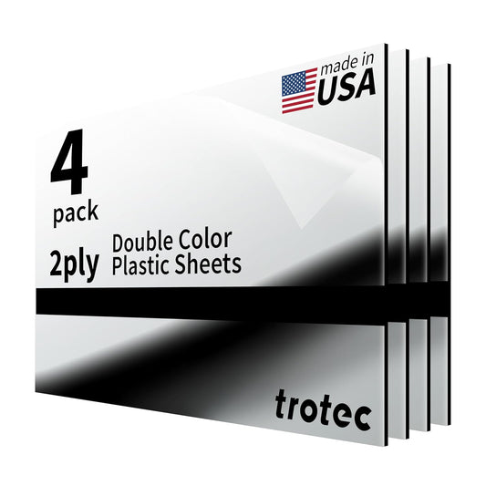 Trotec | Metallic Looking Acrylic Sheet | 12"x20"x1/16, 4 Pcs | Bright Chrome/Black | Metallic Finish - Scratch Resistant for Laser Engraving & Cutting,Printing,Glowforge,Name Plate | USA Made