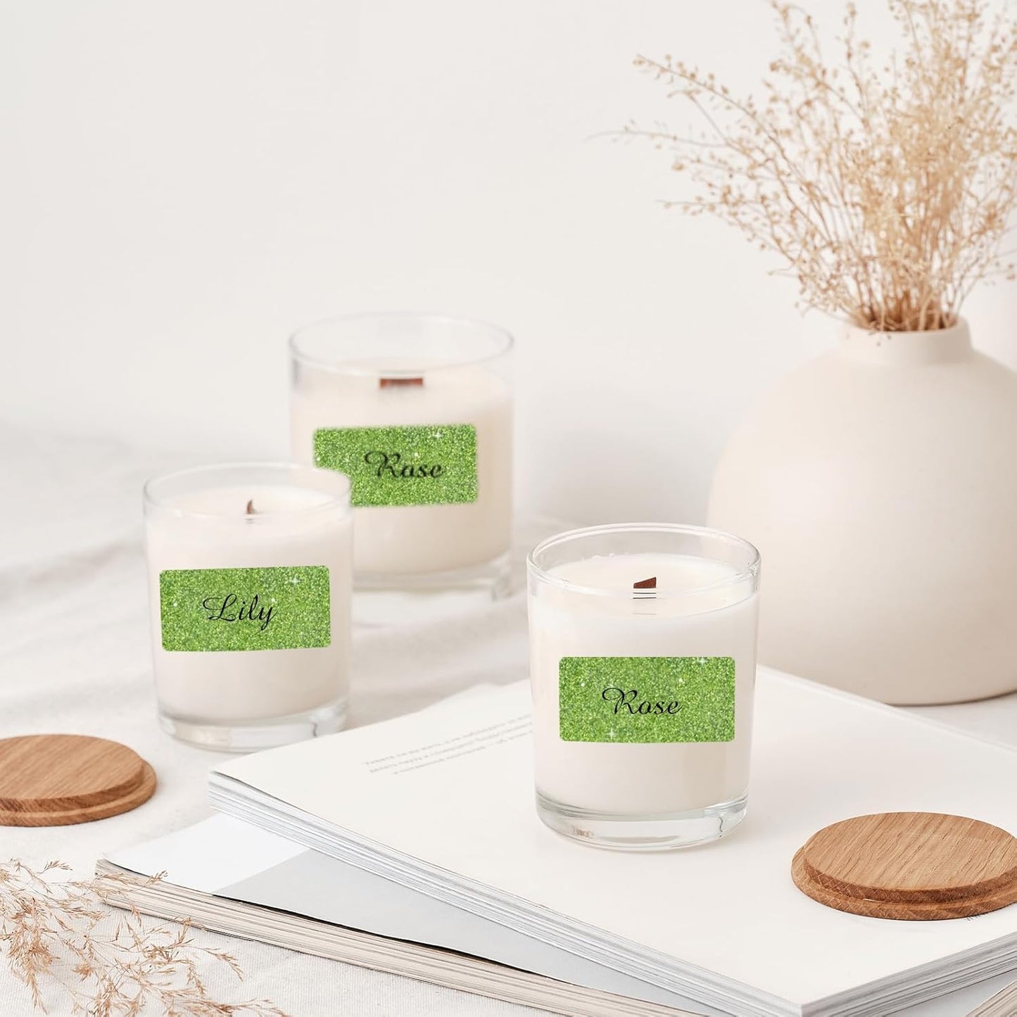 3x2 Inch Holographic Thermal Labels, Glitter Green Thermal Sticker Labels, Waterproof Thermal Printer Stickers for Price, Barcode, Name, Custom Logo Design, 200 Pcs/Roll