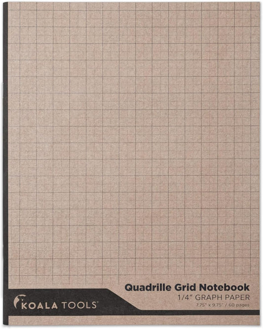KOALA TOOLS | Graph Paper Notebook (1 Unit) | 7.75" x 9.75", 60 pp. - Quad, Grid, Graphing Field Notebook Set - for Scientific and Math Use
