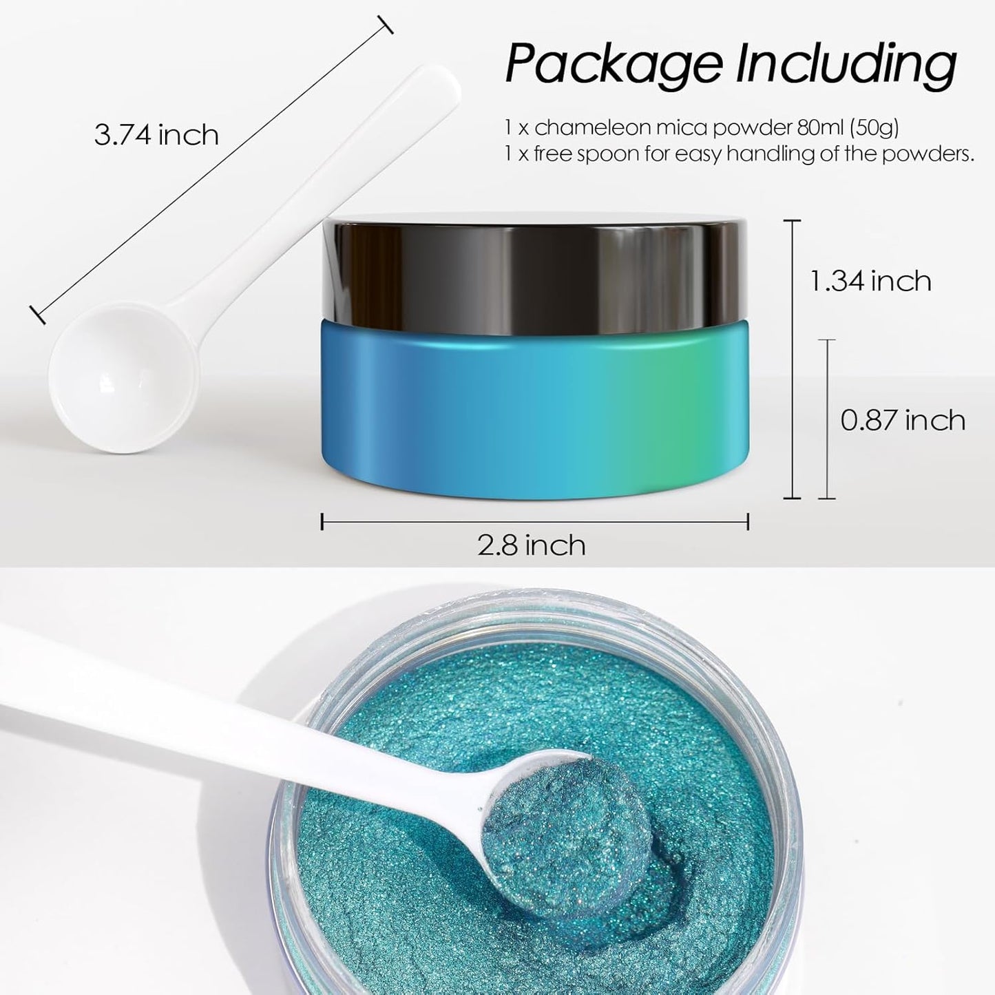 Ceya Highly Chameleon Mica Pigment, 1.8oz/ 50g Peacock Blue Teal Chrome Powder, Cosmetic Grade Pearlescent Effect Color Shift Pigment for Epoxy Resin, Makeup, Nail Polish, Soap Dye, Candle Making
