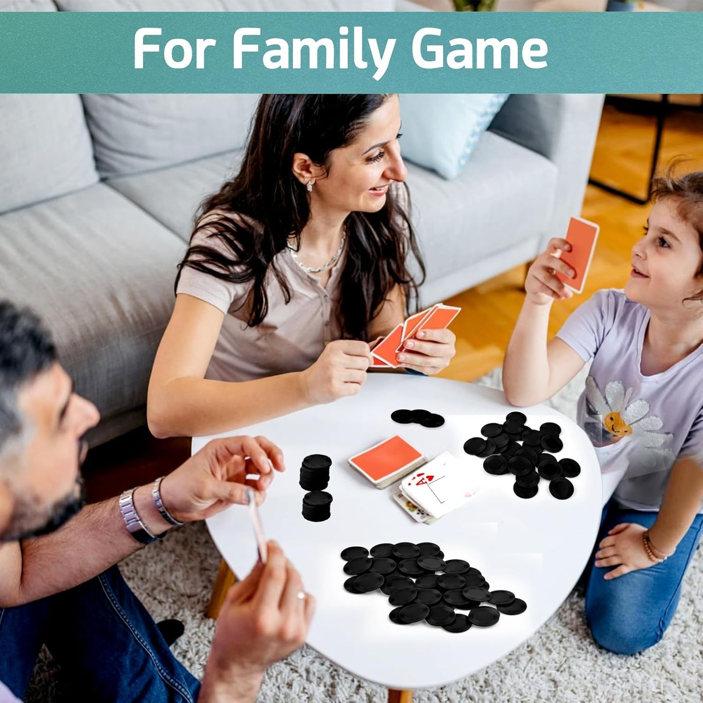 Coopay 1000 Pieces Plastic Poker Chips, Bingo Chips Bulk Learning Counters Disks Poker Card Game, Counting Markers for Math Practice, Game Tokens and Teaching Rewards, 25 mm/ 1 Inch (Black)