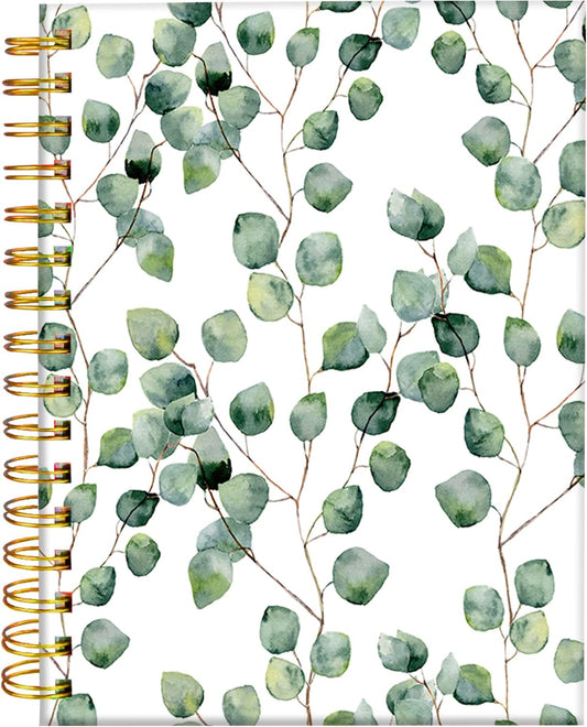 iampanda Spiral Journal Notebook,Floral Design Strong TwinWire Binding with Premium Paper for Girl Women,60 Sheets A5 College Ruled NotebookJournal,Perfect for School Office Home Gifts,Green Leaves