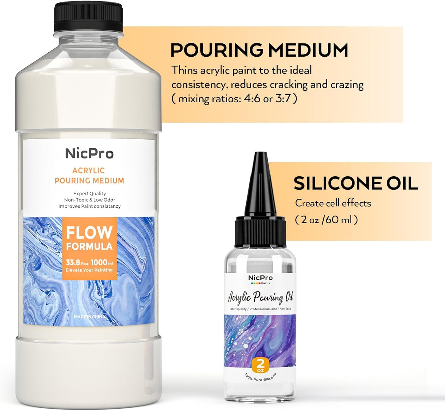 Nicpro Acrylic Pouring Kit, Artist Starter Supplies Including 19 Colors Acrylic Paints,Pouring Medium, Silicone Oil, Canvases, Gloves, Strainers, Mixing Stick, Instructions for Flow DIY Painting