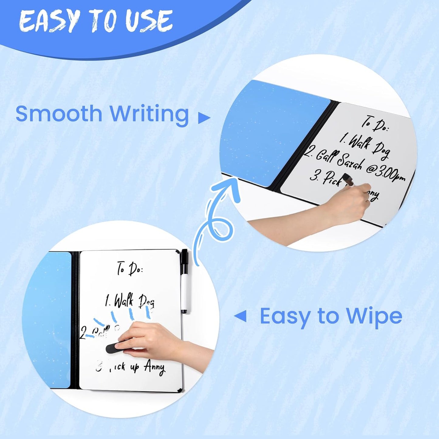 AGM Double Sided Mini Whiteboard, A4 Portable Dry Erase Board with Pen, Desk Whiteboard for Study, Meeting, Draft, Notes, Doodling