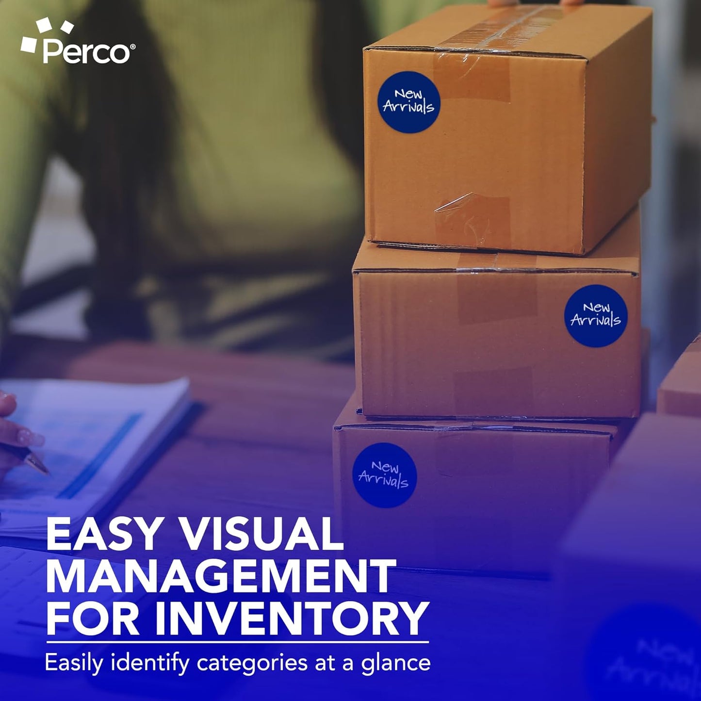 Perco Dark Blue 3-Inch Round Circle Dot Sticker Labels with Easy Peel Perforation - 500 Labels per Roll - Strong Adhesion, Vibrant Colors for Organizing, Crafting & More - Made in USA