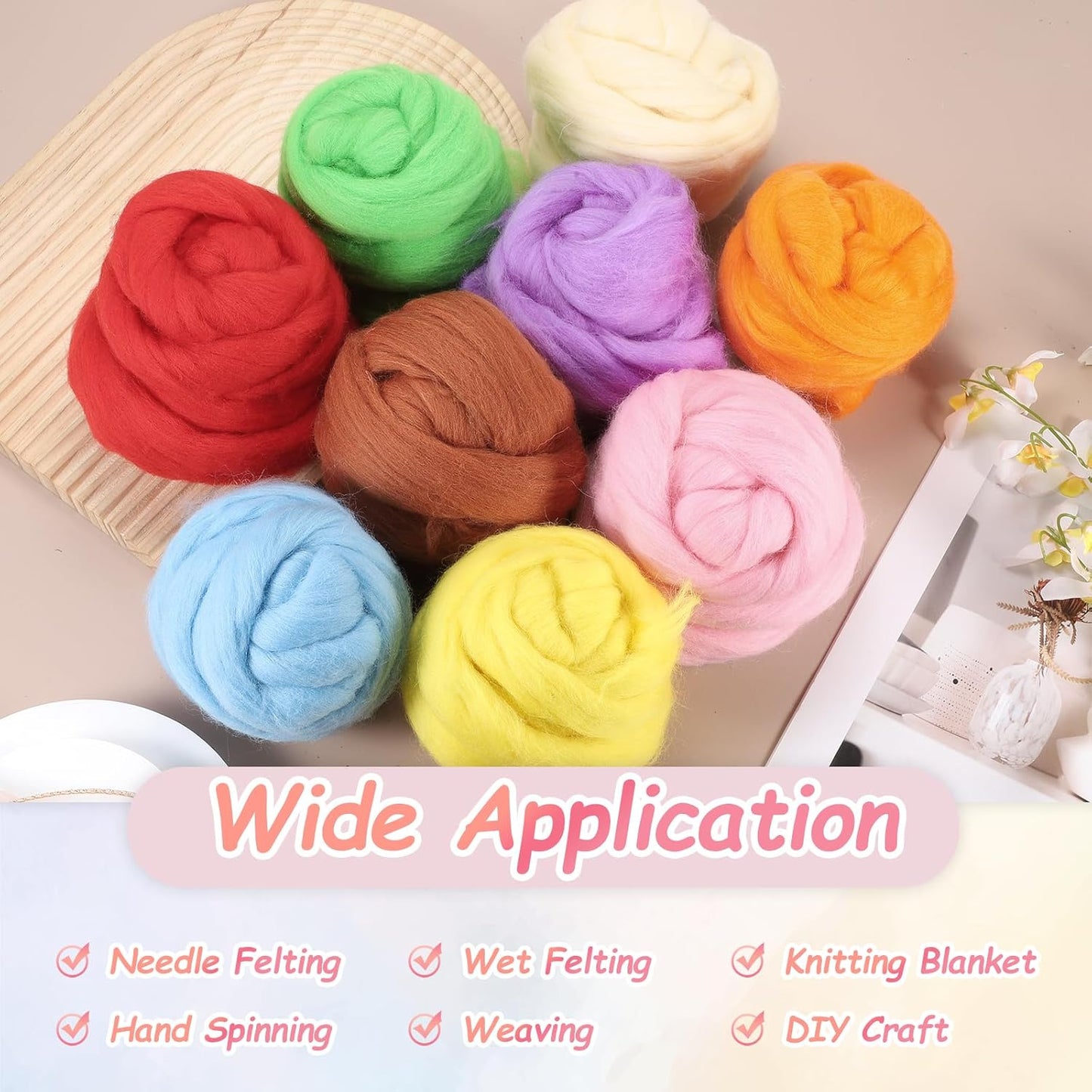 PATIKIL Wool Roving Yarn, 80G/2.82OZ Soft Felting Wool Pure Chunky Roving Yarn Bulk for Needle Felting Knitting Blanket Spinning Weaving DIY Craft, Light Brown